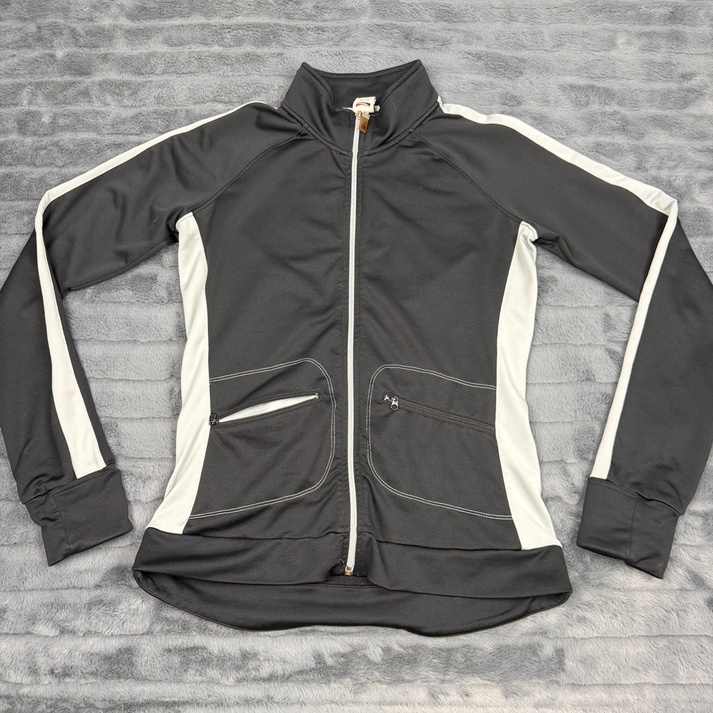 Alo Yoga CoolFit Women Track Jacket Black White Colorblock Full Zip Size M 14532